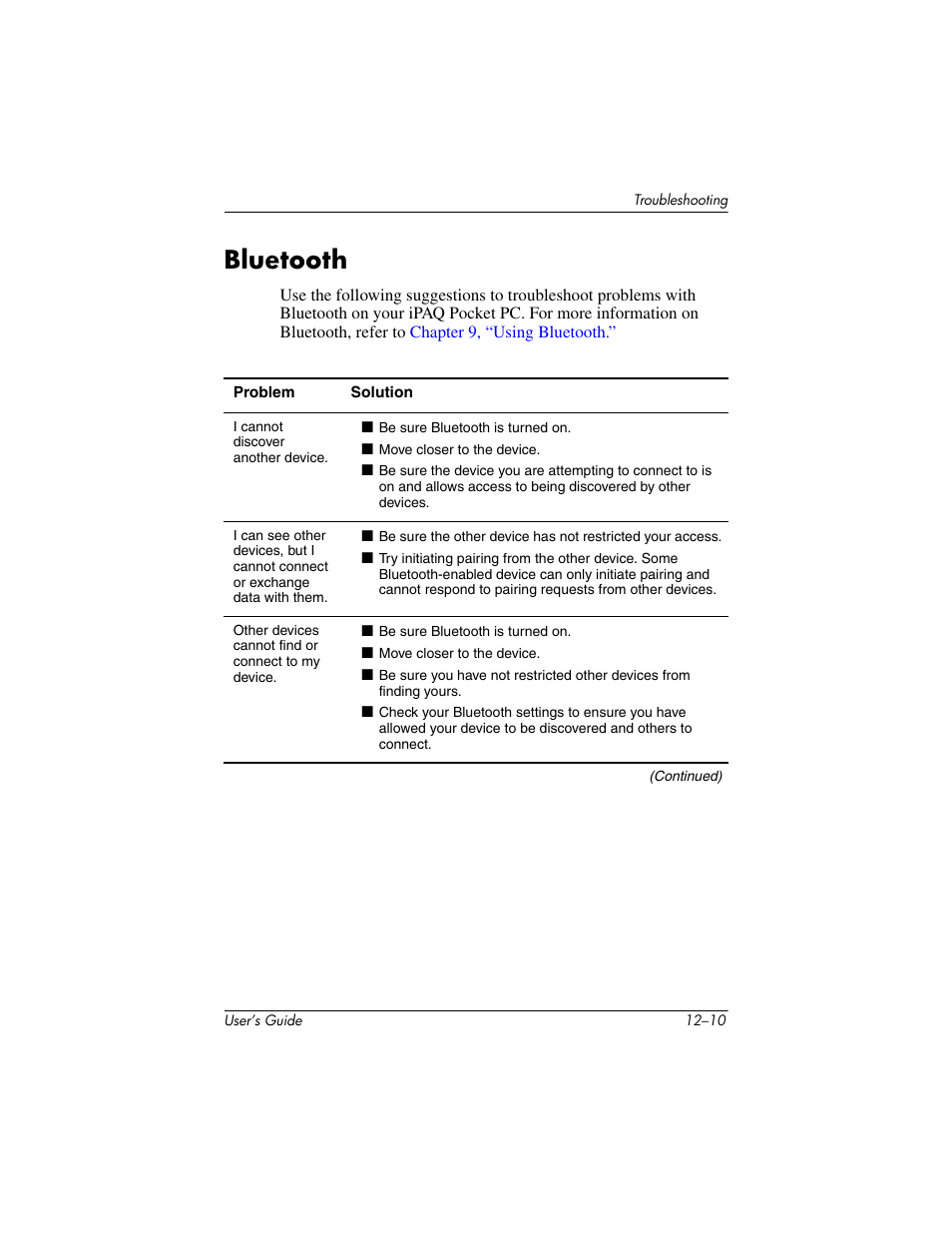 Bluetooth, Bluetooth –10 | HP iPAQ hx2000 User Manual | Page 156 / 168