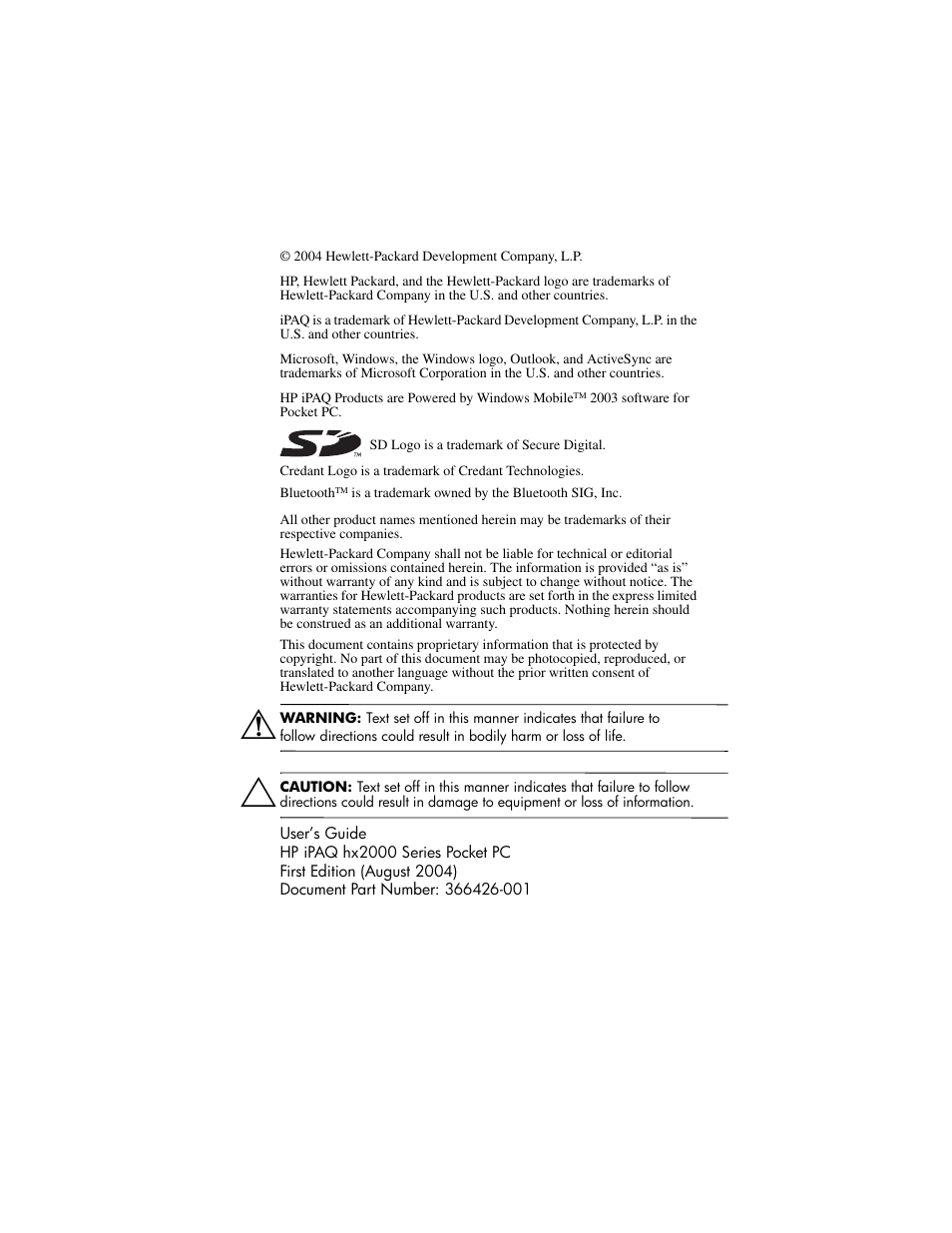 HP iPAQ hx2000 User Manual | Page 2 / 168