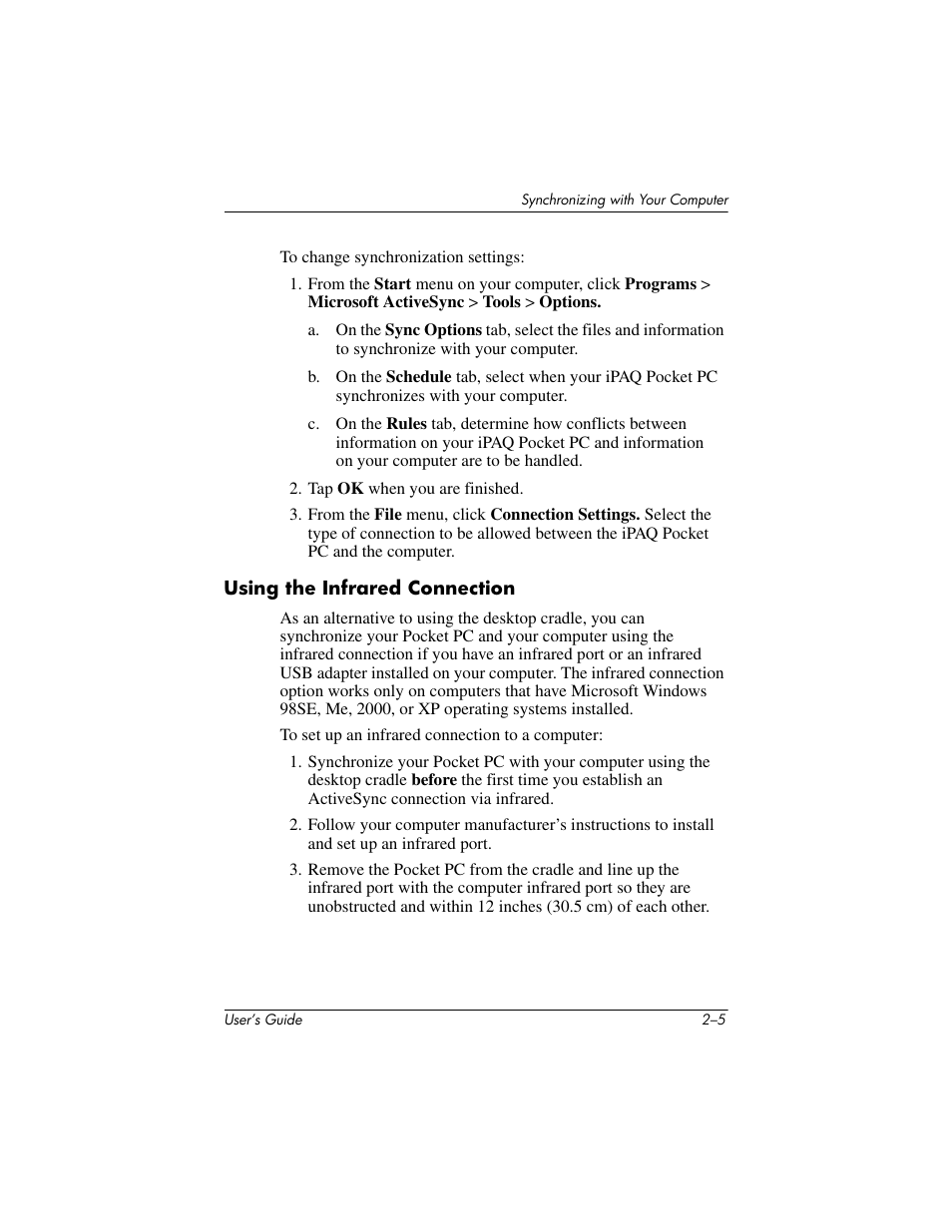 Using the infrared connection | HP iPAQ hx2000 User Manual | Page 24 / 168