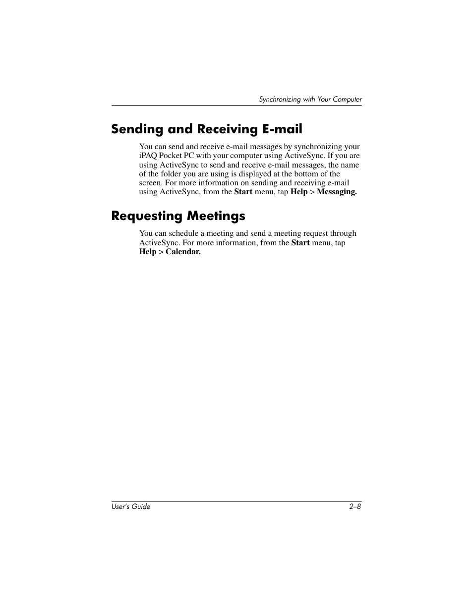 Sending and receiving e-mail, Requesting meetings | HP iPAQ hx2000 User Manual | Page 27 / 168
