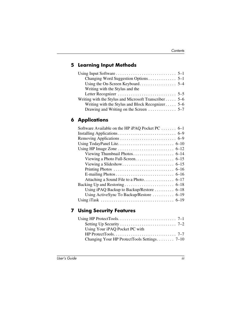 HP iPAQ hx2000 User Manual | Page 5 / 168