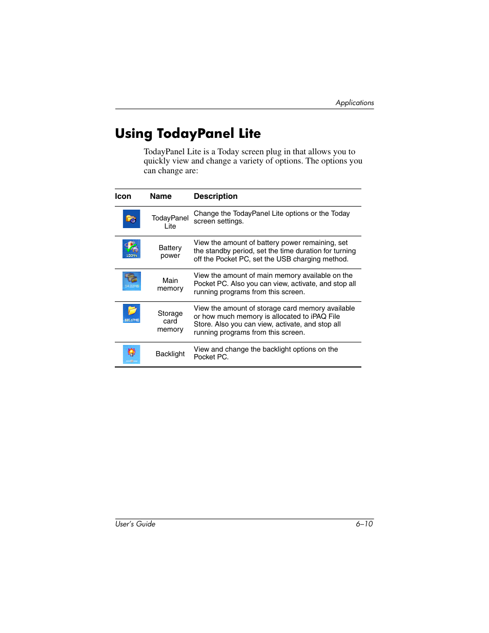 Using todaypanel lite, Using todaypanel lite –10 | HP iPAQ hx2000 User Manual | Page 69 / 168