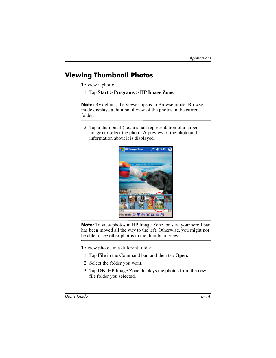 Viewing thumbnail photos, Viewing thumbnail photos –14 | HP iPAQ hx2000 User Manual | Page 73 / 168