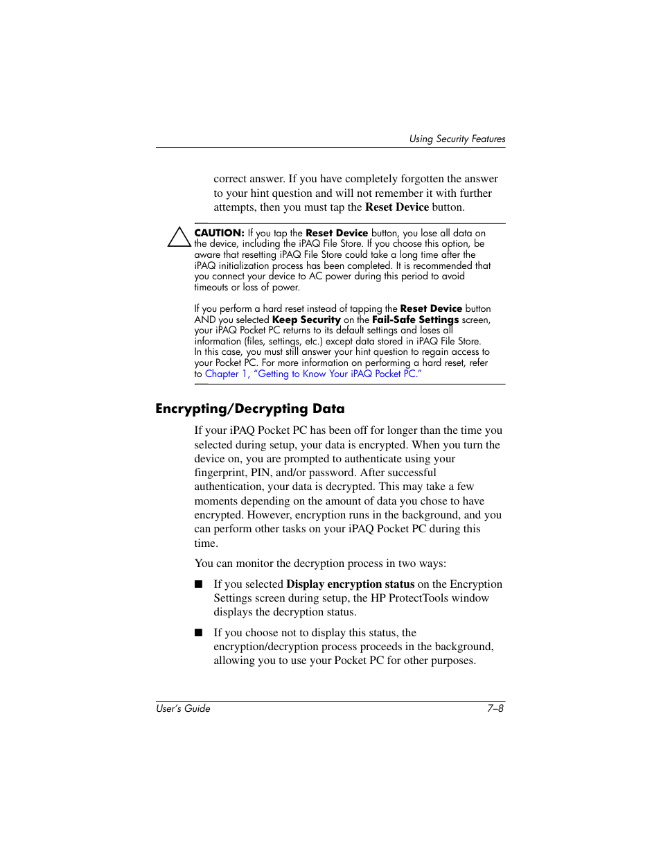 Encrypting/decrypting data | HP iPAQ hx2000 User Manual | Page 87 / 168