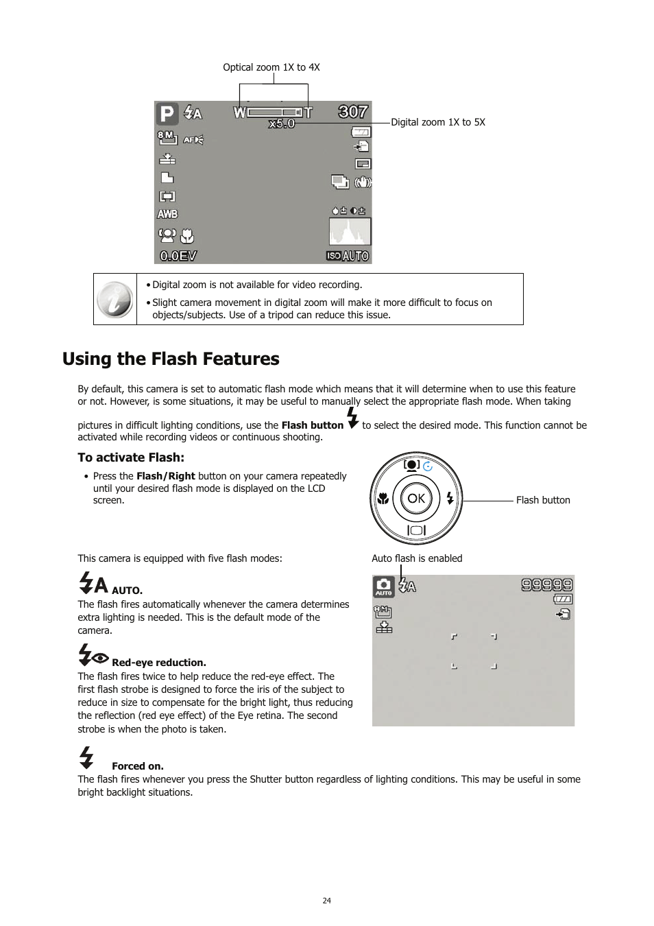 Using the flash features | HP CC450 User Manual | Page 28 / 82