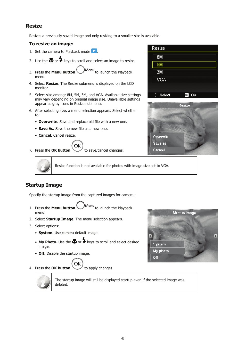 Resize, Startup image | HP CC450 User Manual | Page 65 / 82