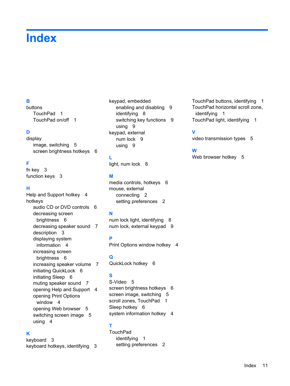 Index | HP F768WM User Manual | Page 17 / 18