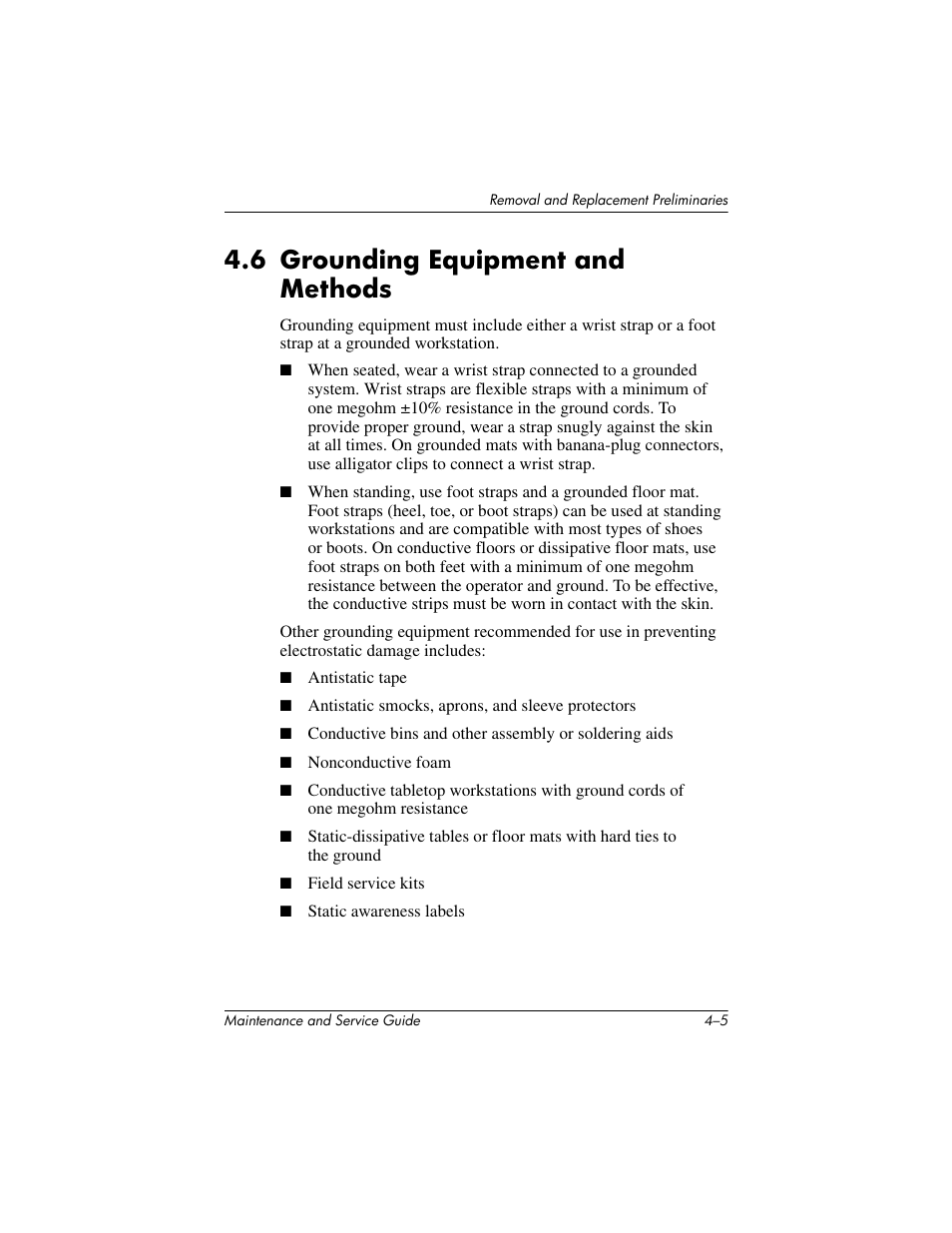 6 grounding equipment and methods –5, 6 grounding equipment and methods | HP EXPANSION BASE 344524-001 User Manual | Page 28 / 74