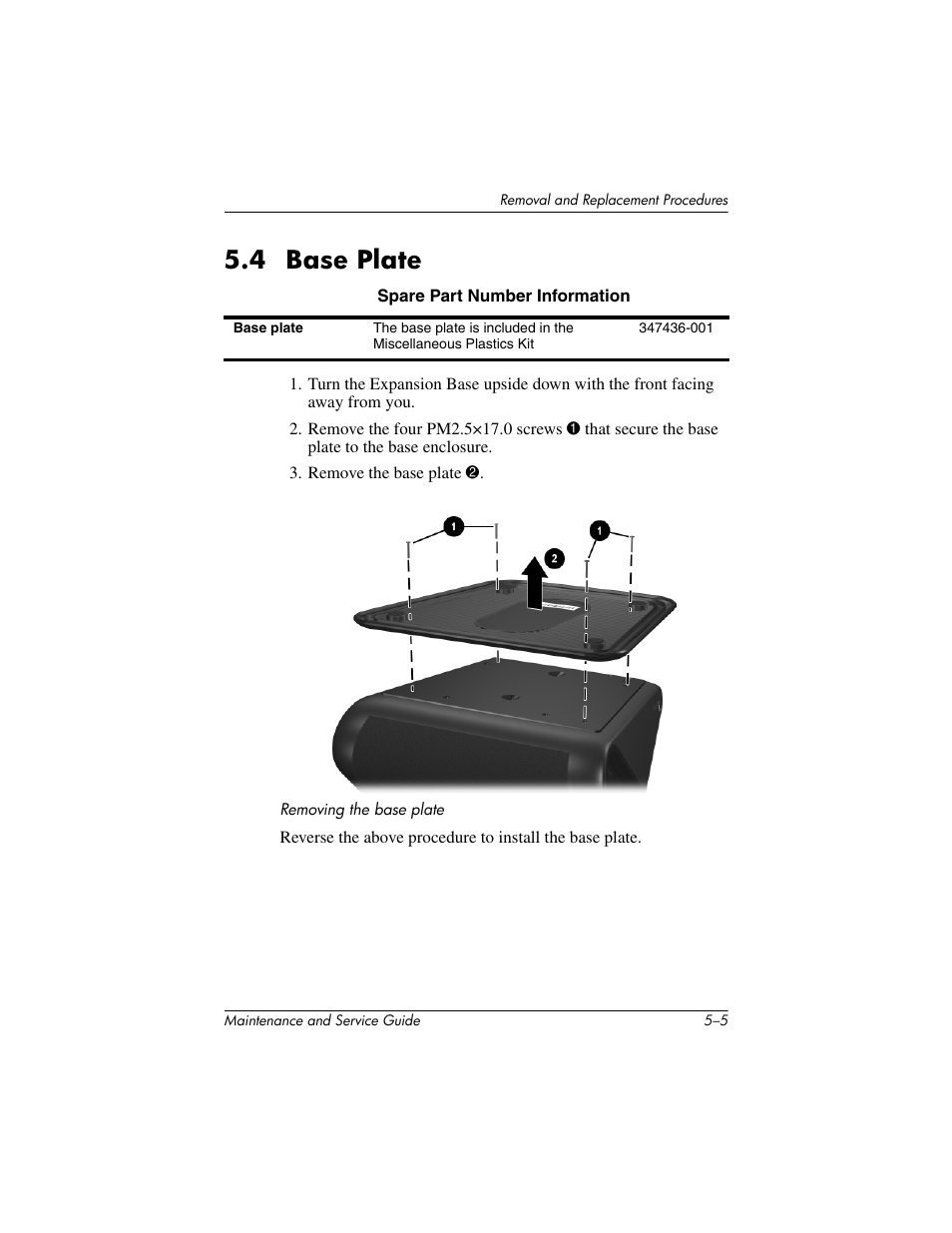 4 base plate –5, 4 base plate | HP EXPANSION BASE 344524-001 User Manual | Page 34 / 74