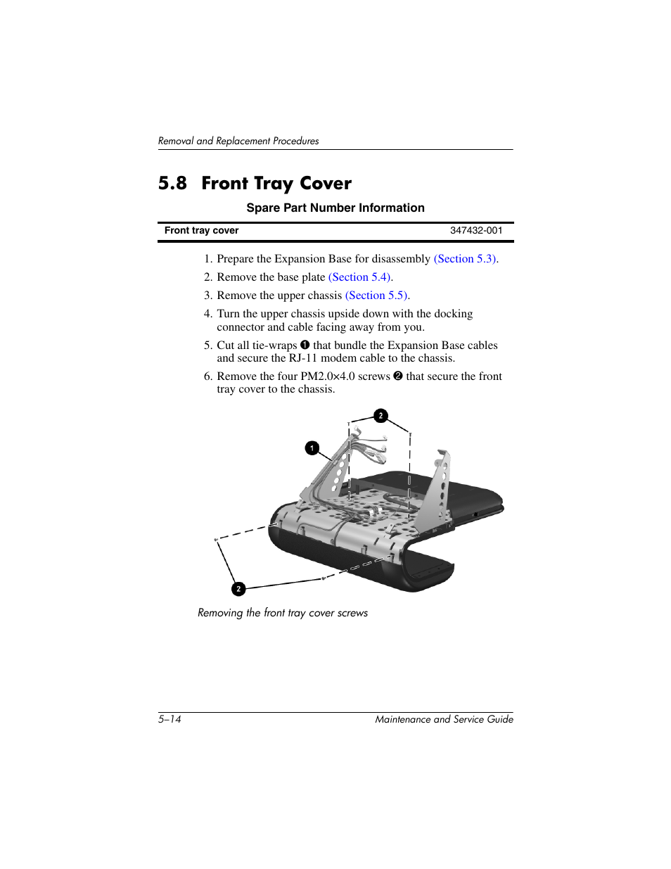 8 front tray cover –14, 8 front tray cover | HP EXPANSION BASE 344524-001 User Manual | Page 43 / 74