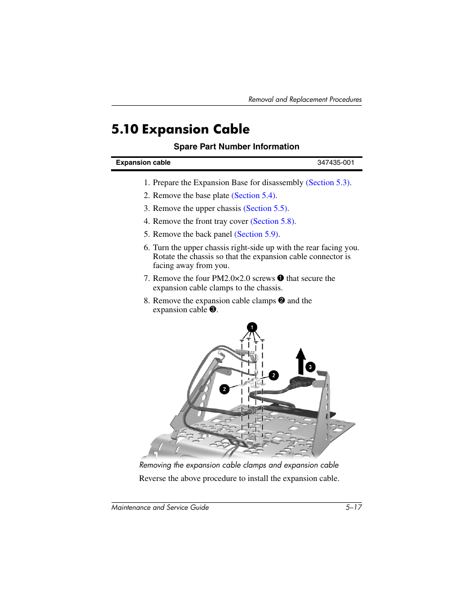 10 expansion cable –17, 10 expansion cable | HP EXPANSION BASE 344524-001 User Manual | Page 46 / 74