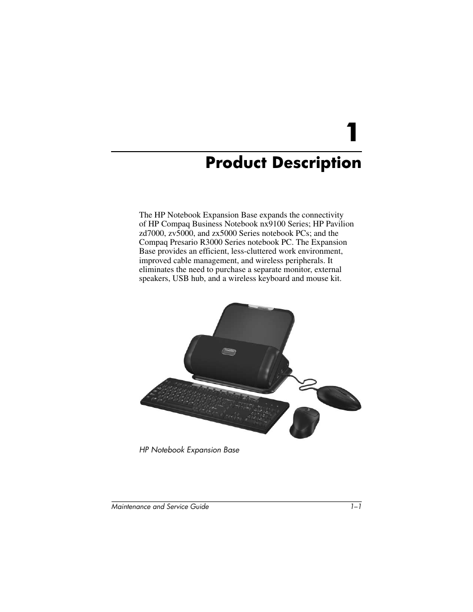 Product description, 1 product description | HP EXPANSION BASE 344524-001 User Manual | Page 5 / 74