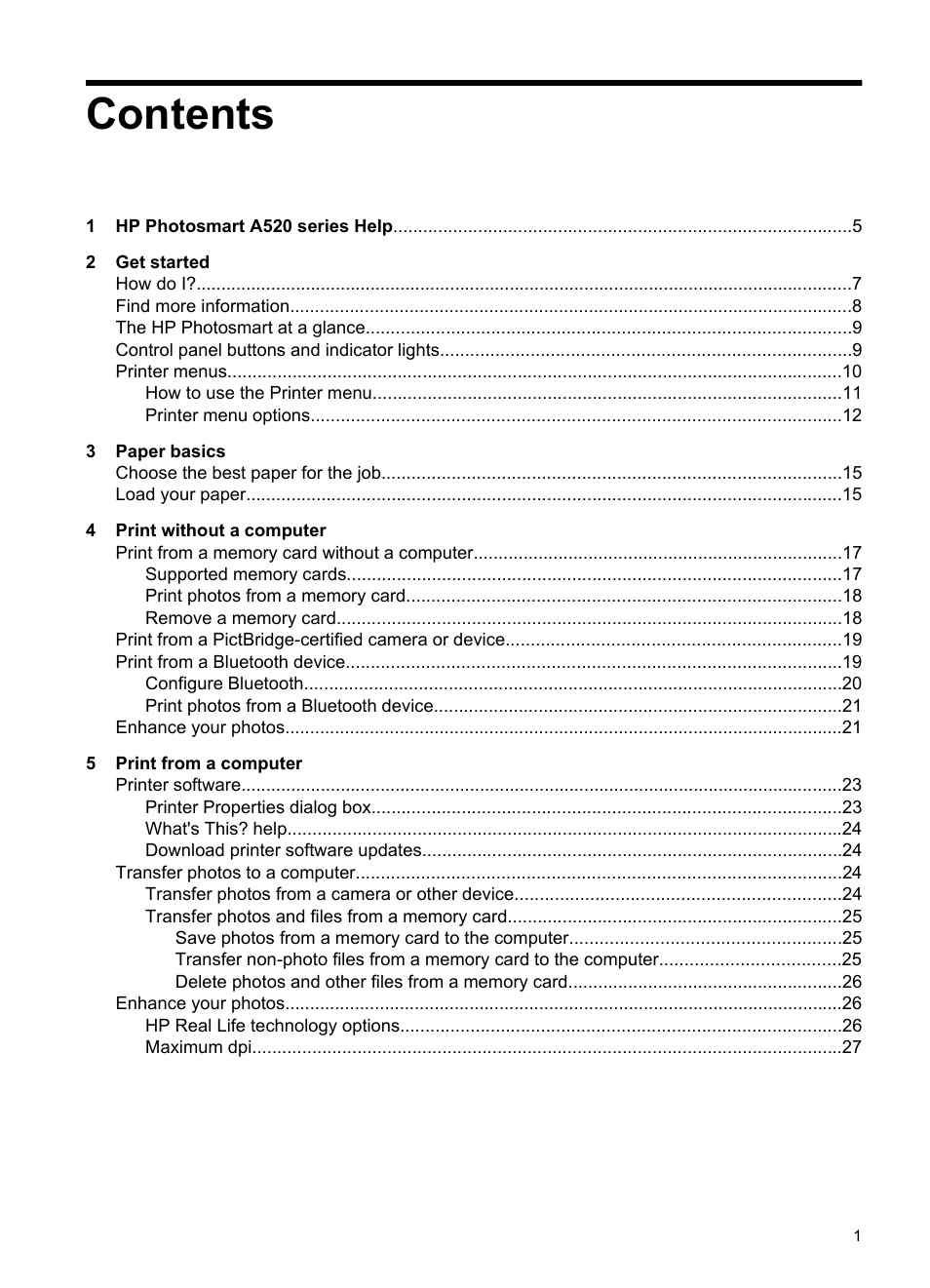 HP Photosmart A520 Series User Manual | Page 2 / 72