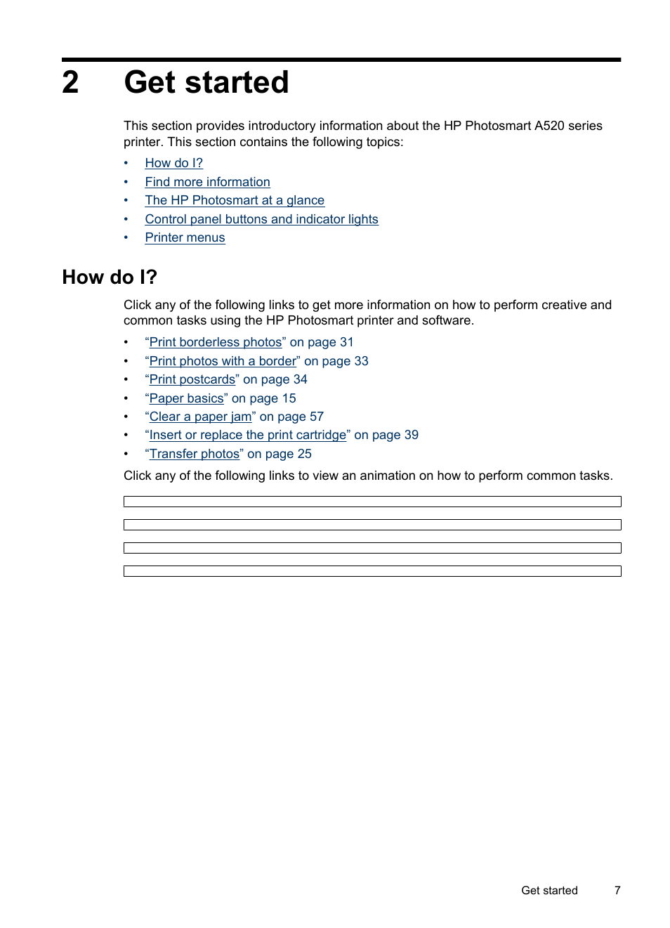 Get started, How do i, 2 get started | 2get started | HP Photosmart A520 Series User Manual | Page 8 / 72