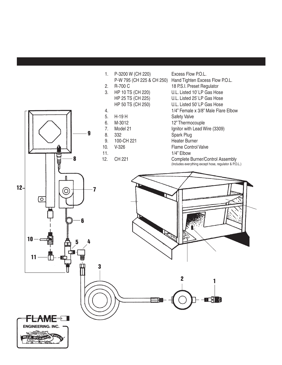 Parts list | HP CH 220 User Manual | Page 4 / 4