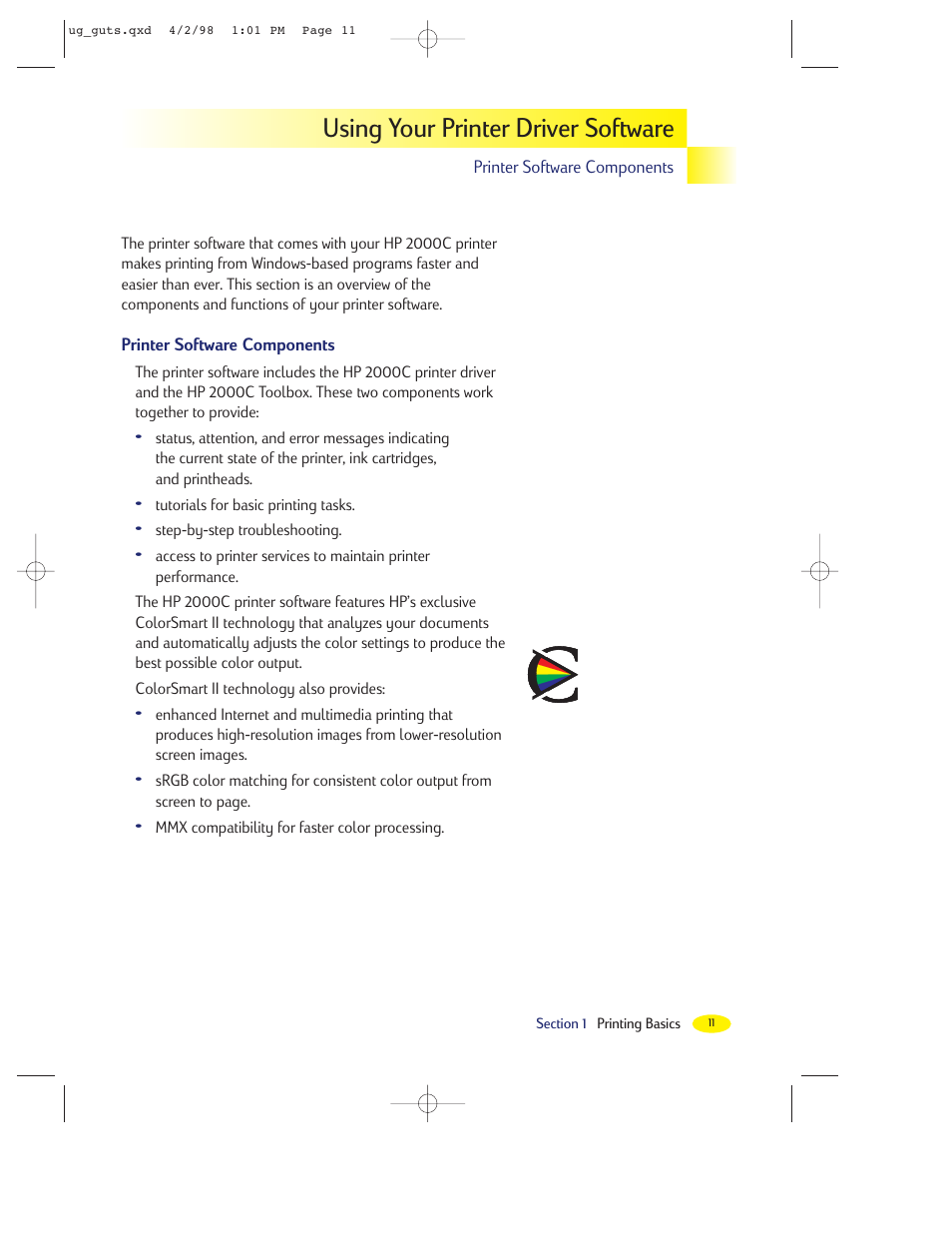 Using your printer driver software | HP 2000C User Manual | Page 13 / 53