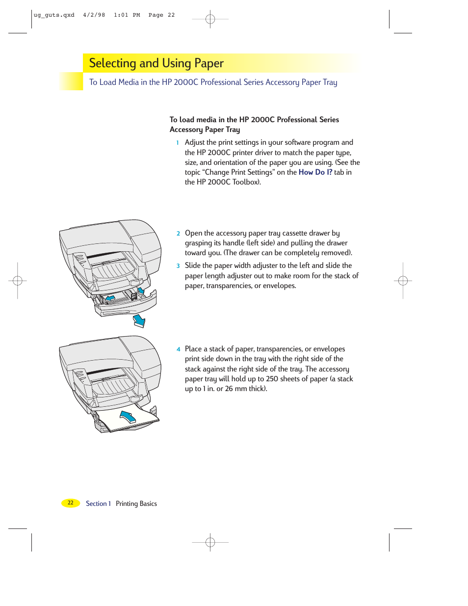 Selecting and using paper | HP 2000C User Manual | Page 23 / 53