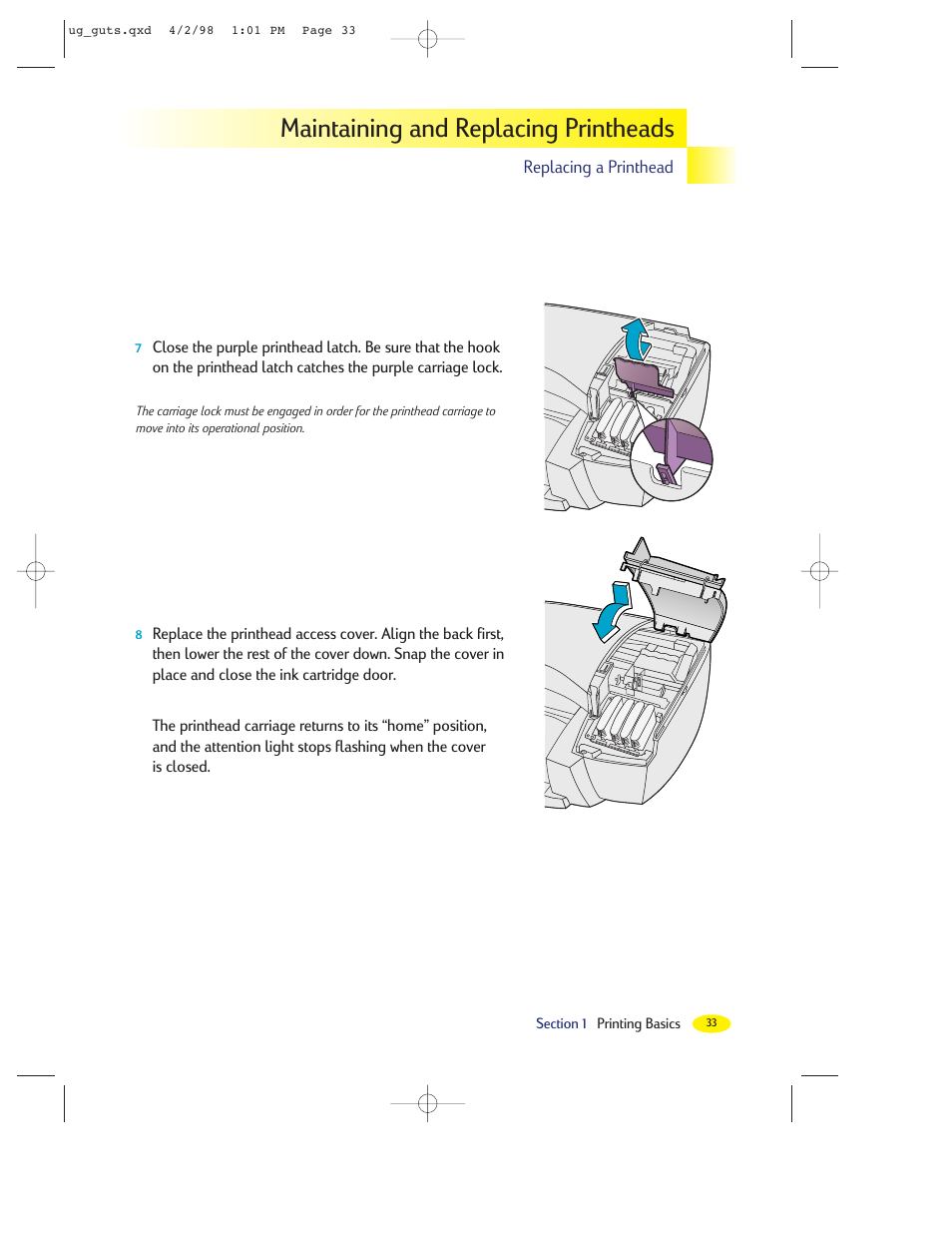 Maintaining and replacing printheads | HP 2000C User Manual | Page 32 / 53