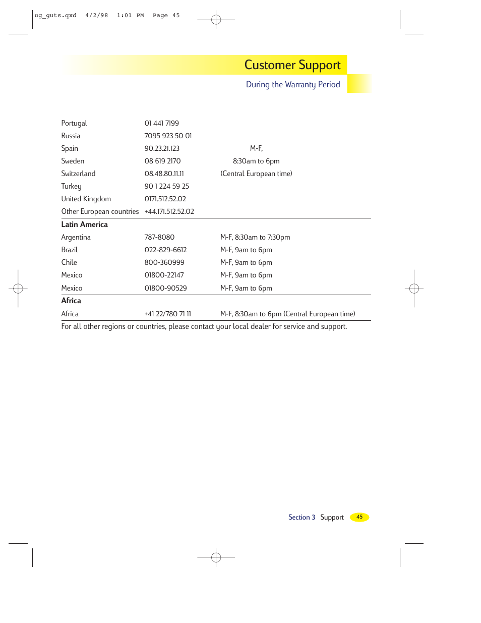 Customer support | HP 2000C User Manual | Page 42 / 53