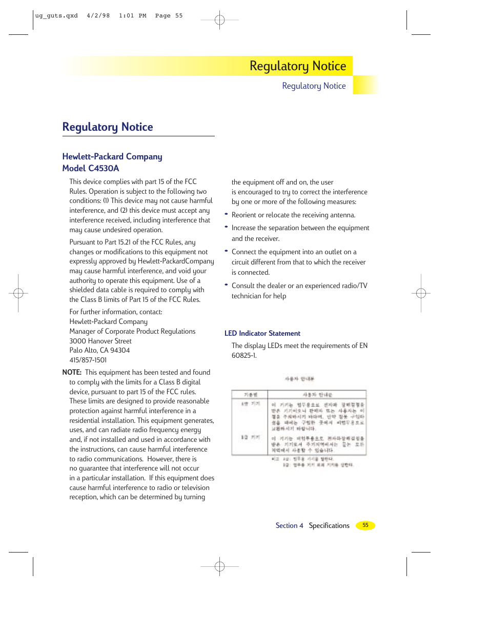 Regulatory notice | HP 2000C User Manual | Page 51 / 53