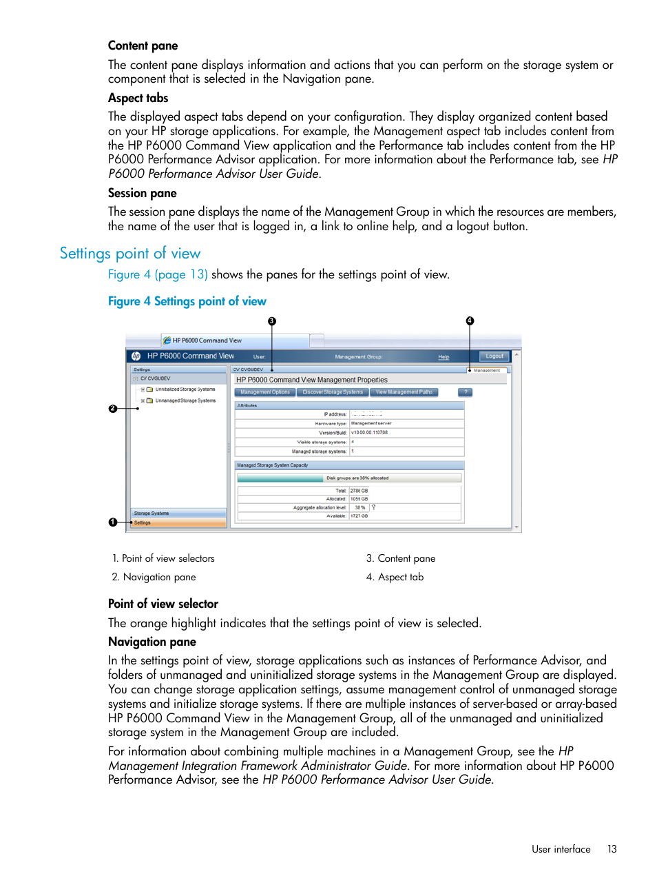 Settings point of view | HP P6000 User Manual | Page 13 / 105