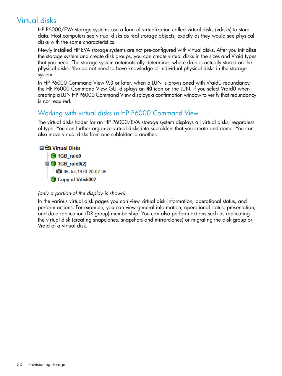 Virtual disks | HP P6000 User Manual | Page 30 / 105