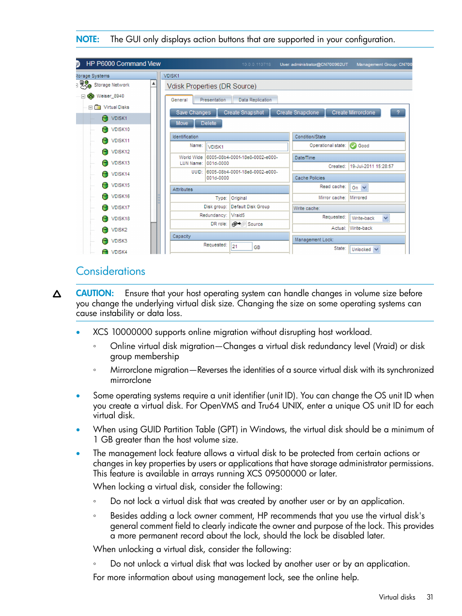 Considerations | HP P6000 User Manual | Page 31 / 105