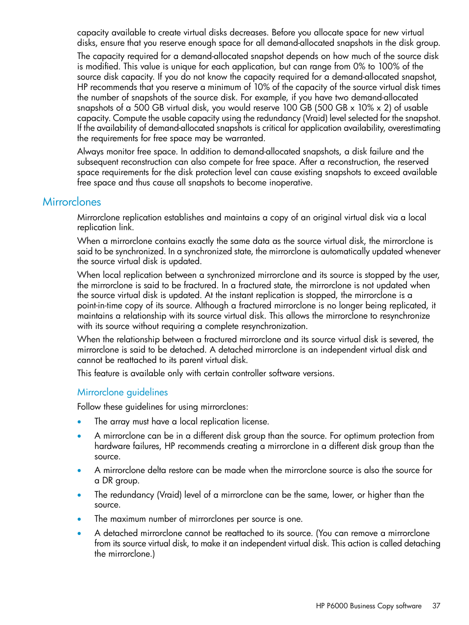 Mirrorclones | HP P6000 User Manual | Page 37 / 105