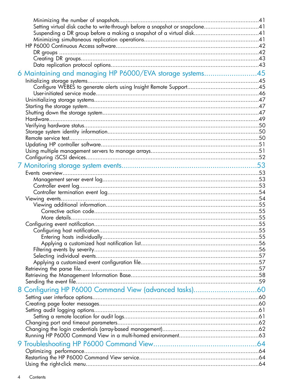 7 monitoring storage system events | HP P6000 User Manual | Page 4 / 105