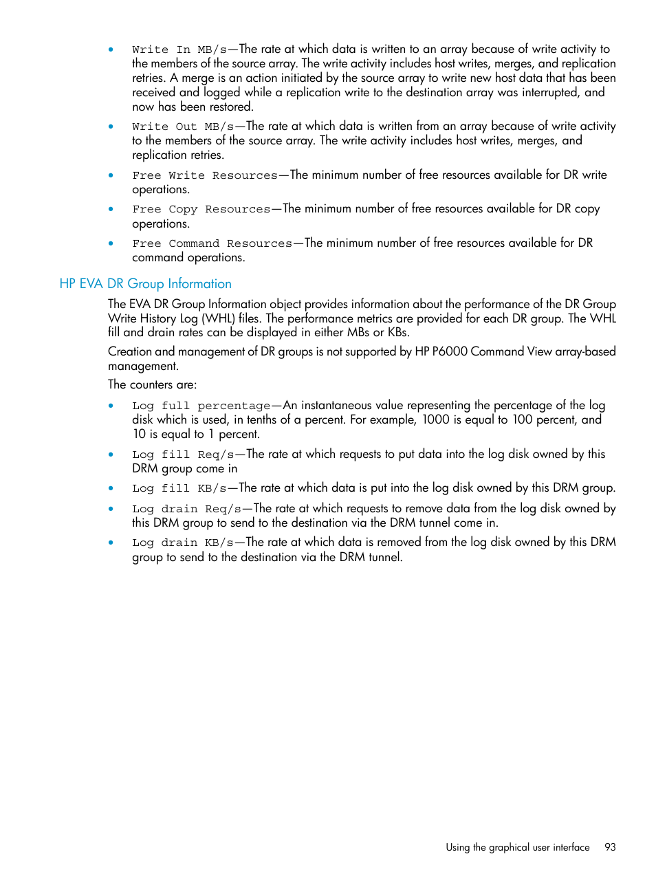 Hp eva dr group information | HP P6000 User Manual | Page 93 / 105