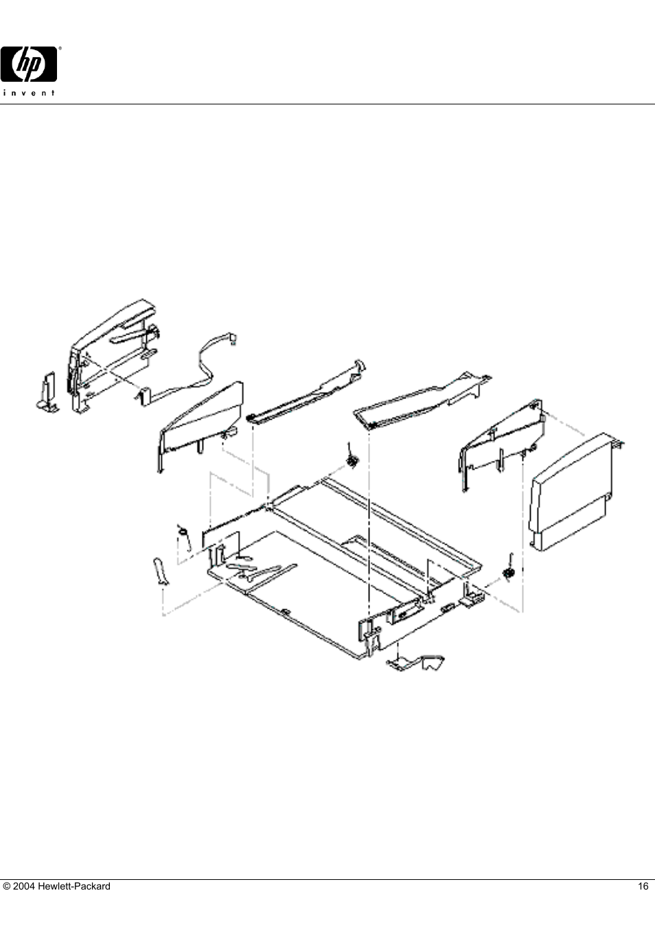 Hp parts reference guide, Paper tray assembly (2 of 2) | HP DESKJET 710C User Manual | Page 16 / 22