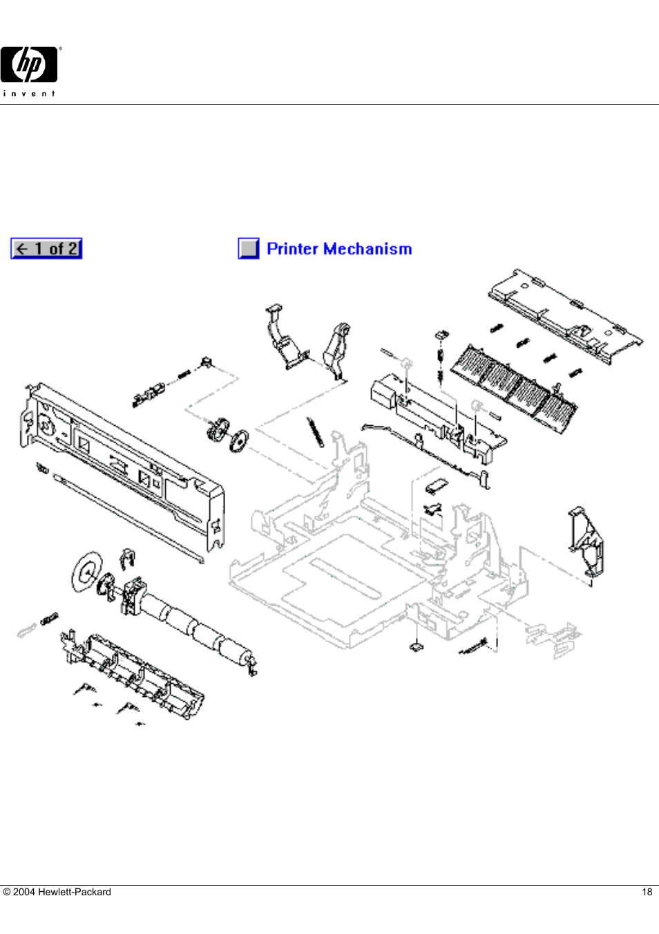 Hp parts reference guide, Printer mechanism (2 of 2) | HP DESKJET 710C User Manual | Page 18 / 22