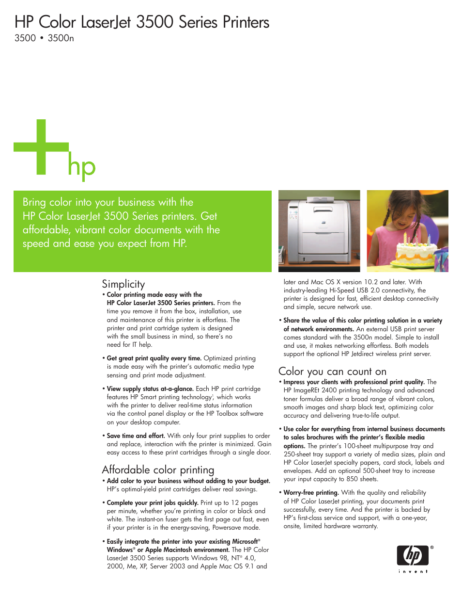 HP 3500 Series User Manual | 4 pages