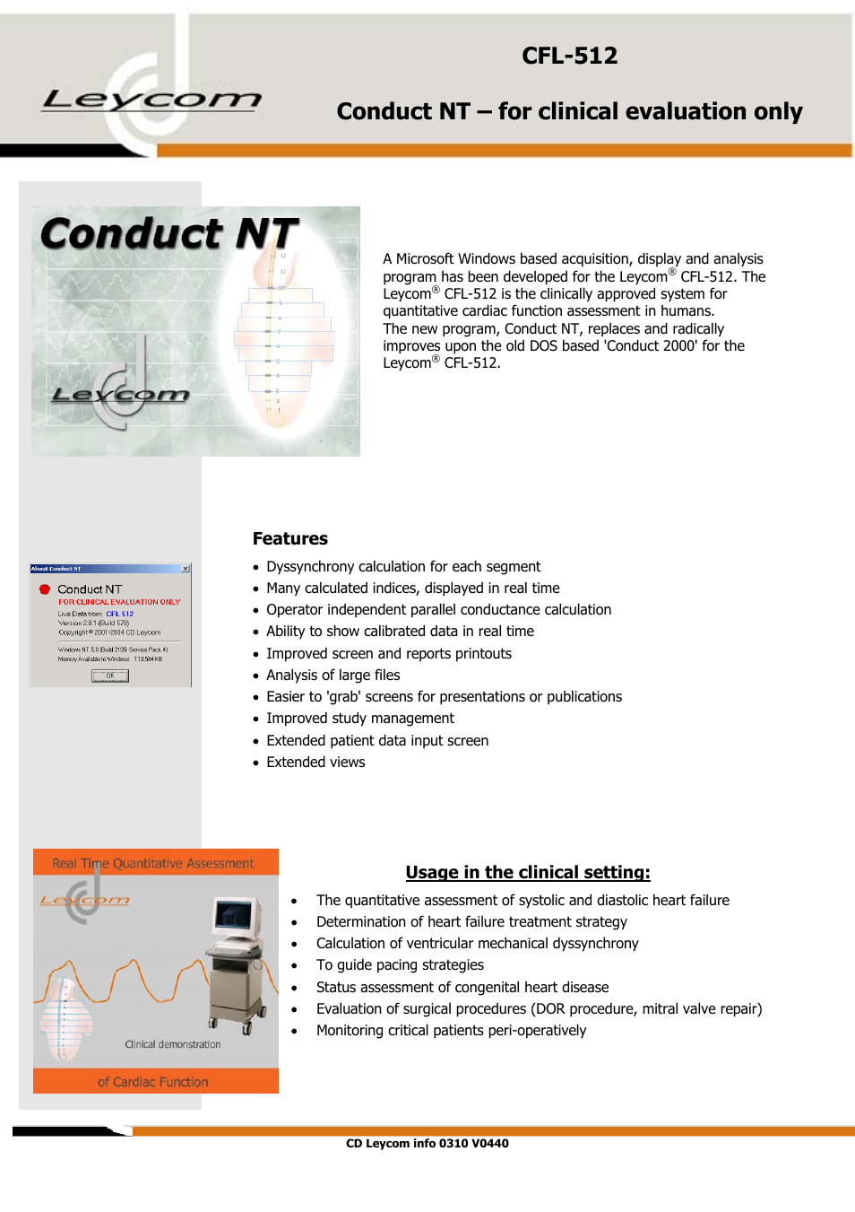 Usage in the clinical setting, Cfl-512 conduct nt – for clinical evaluation only | HP CD Leycom CFL-512 User Manual | Page 2 / 5