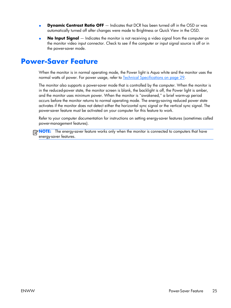 Power-saver feature | HP 2011S User Manual | Page 31 / 47