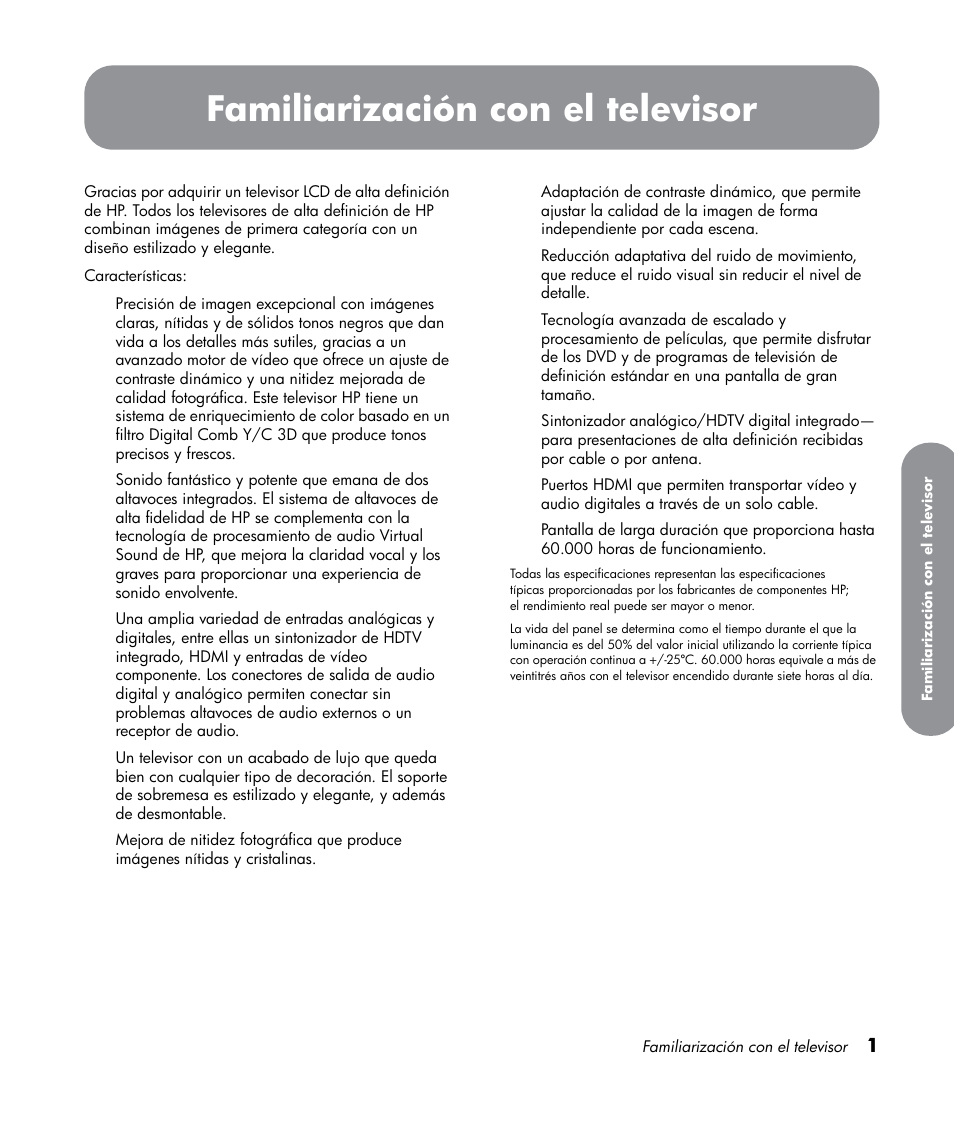 Familiarización con el televisor | HP LT3700 User Manual | Page 145 / 200