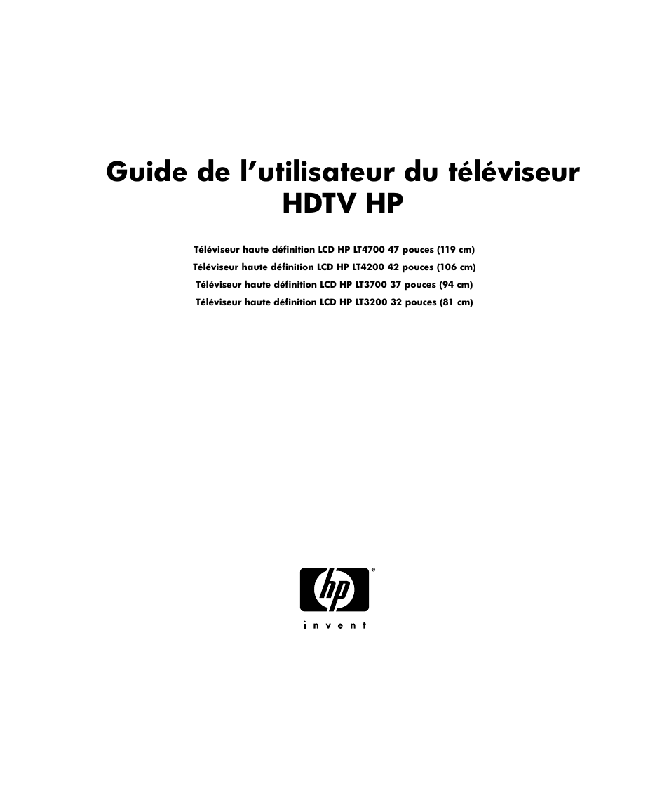 Guide de l’utilisateur du téléviseur hdtv hp | HP LT3700 User Manual | Page 67 / 200