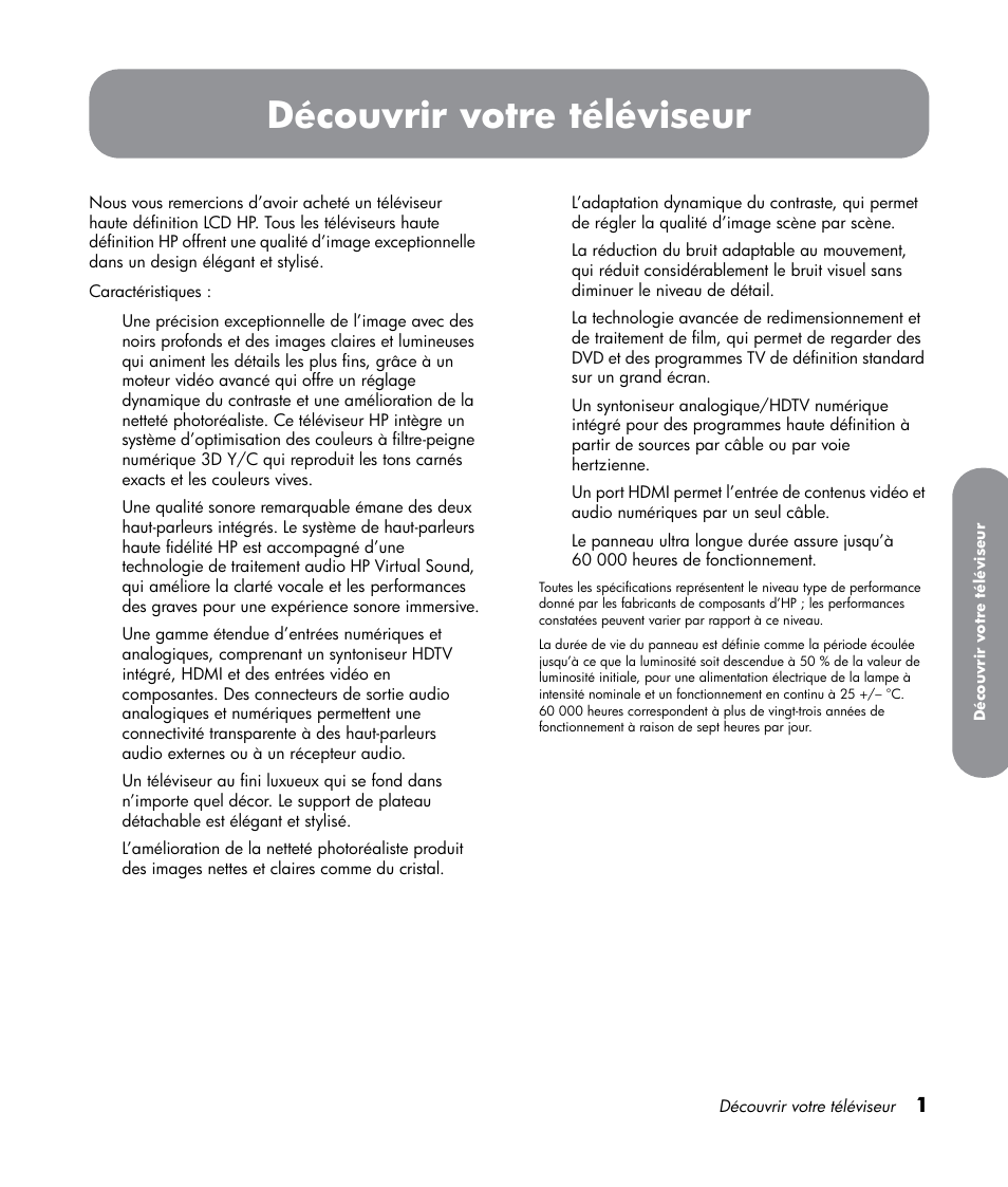 Découvrir votre téléviseur | HP LT3700 User Manual | Page 77 / 200
