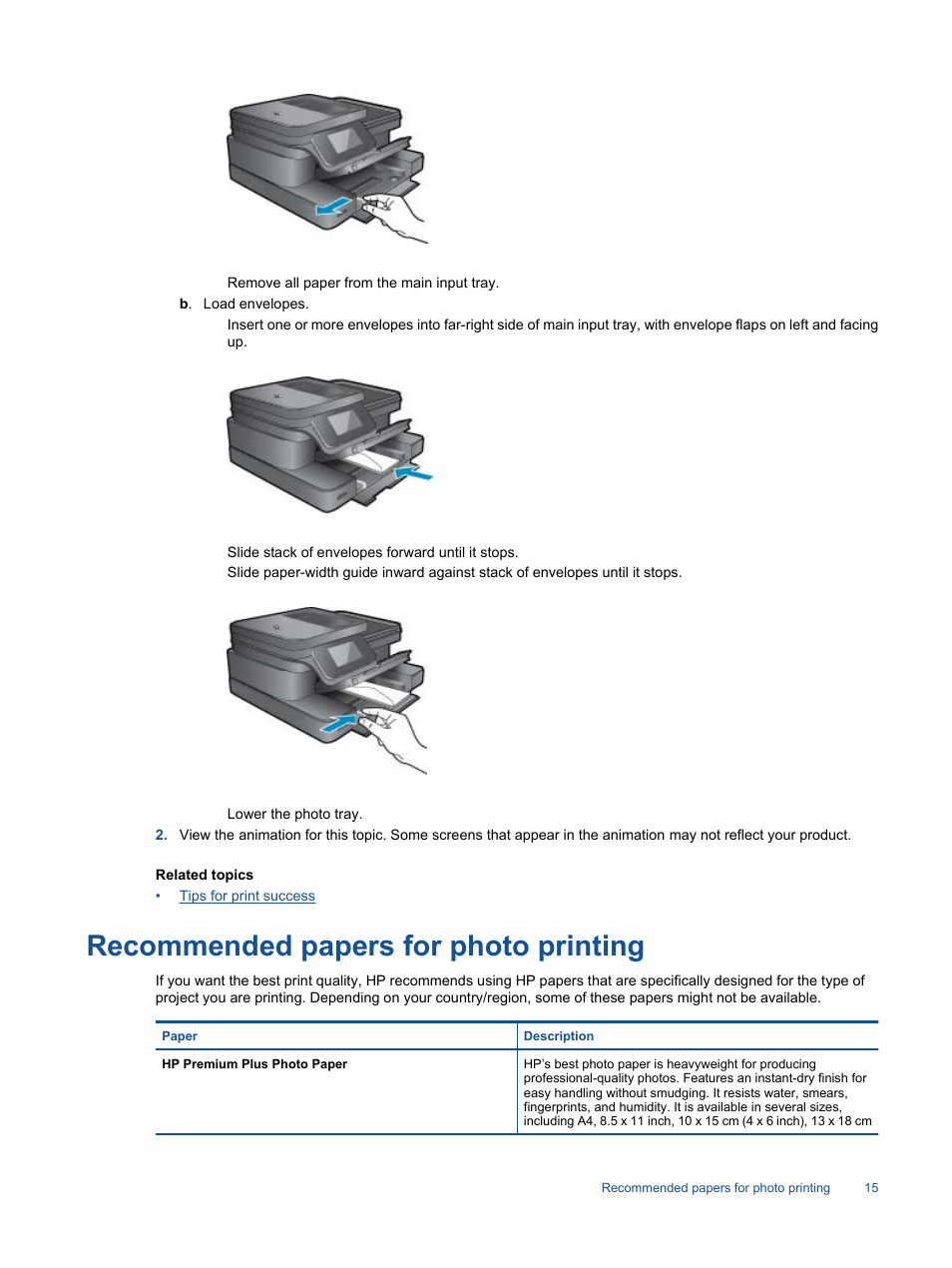 Recommended papers for photo printing | HP 7510 User Manual | Page 16 / 62