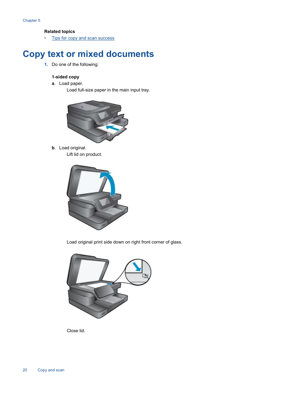 Copy text or mixed documents | HP 7510 User Manual | Page 21 / 62