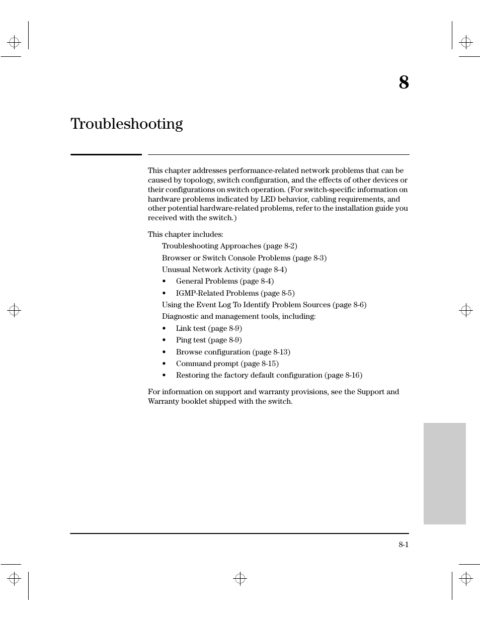 Chapter 8: troubleshooting, 8 troubleshooting, Troubleshooting | HP 212M User Manual | Page 127 / 166