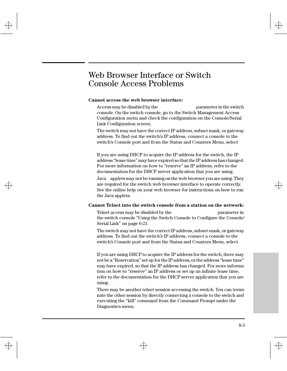 Web browser interface or switch console access pro | HP 212M User Manual | Page 129 / 166