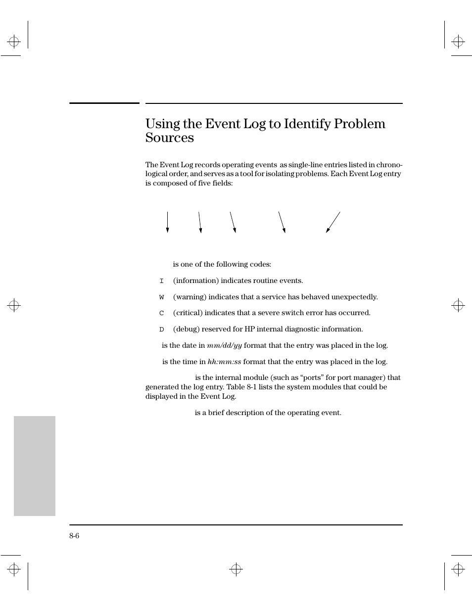 Using the event log to identify problem sources | HP 212M User Manual | Page 132 / 166