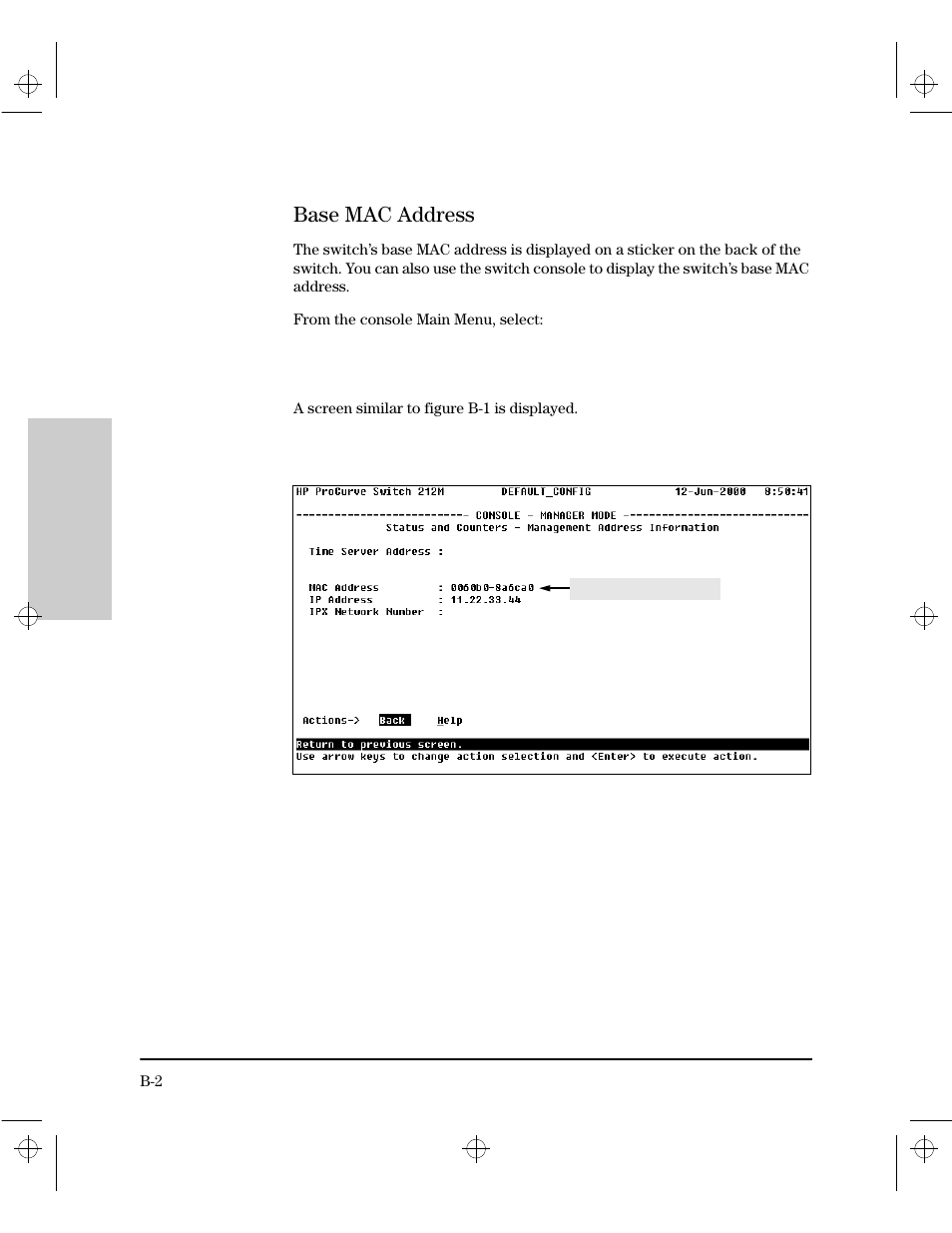 Base mac address | HP 212M User Manual | Page 154 / 166