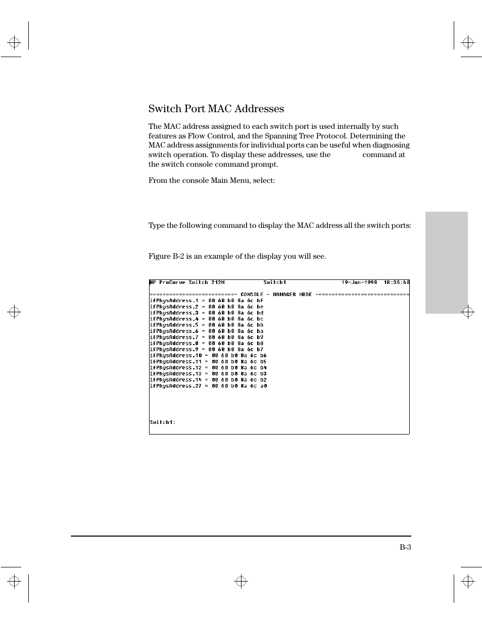 Switch port mac addresses | HP 212M User Manual | Page 155 / 166