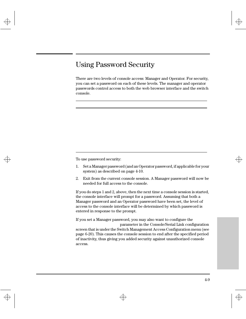 Using password security | HP 212M User Manual | Page 55 / 166