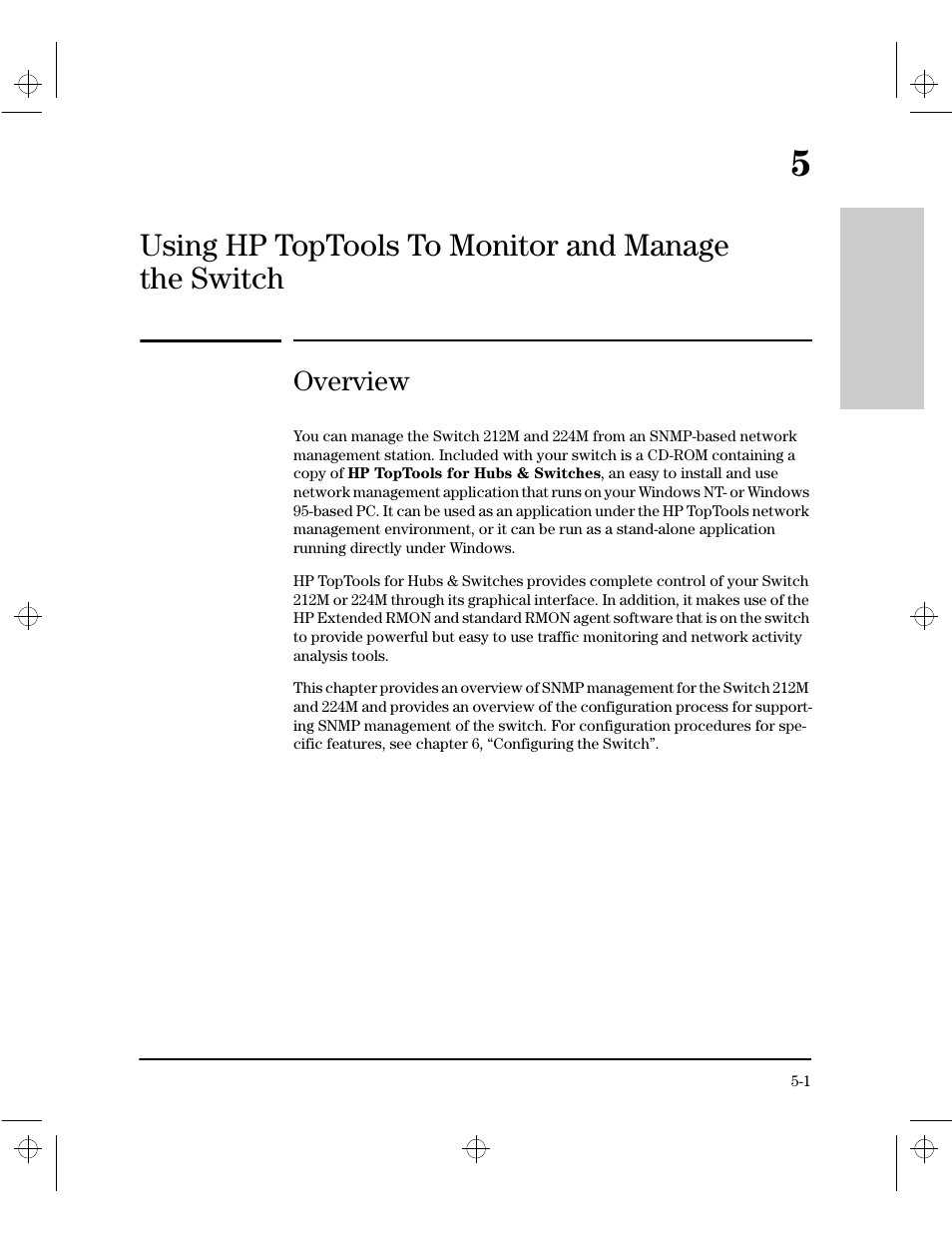 Overview, Using hp toptools to monitor and manage the switch | HP 212M User Manual | Page 61 / 166