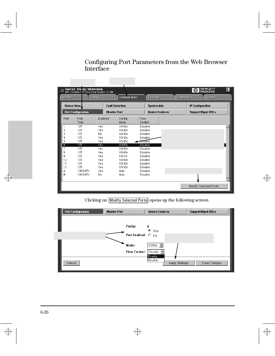 Configuring port parameters from the web browser i | HP 212M User Manual | Page 90 / 166