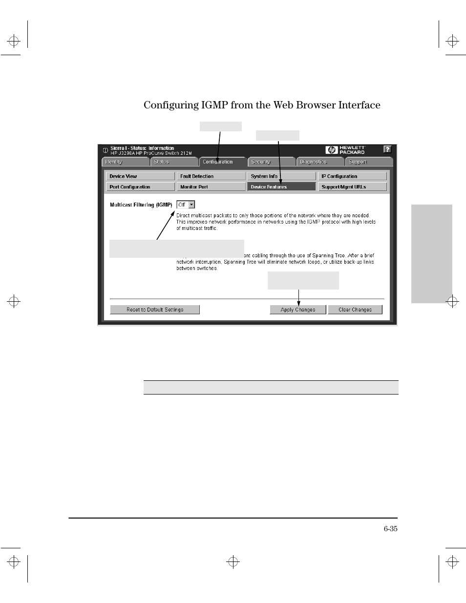 Configuring igmp from the web browser interface | HP 212M User Manual | Page 99 / 166