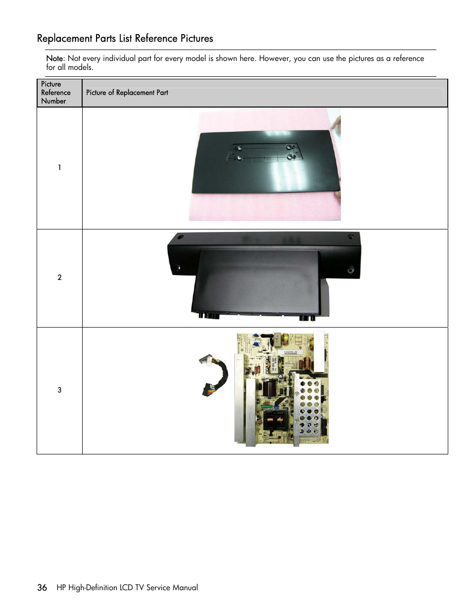 Replacement parts list reference pictures | HP LT3200 User Manual | Page 41 / 101